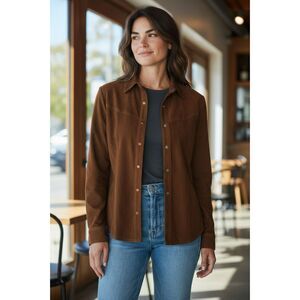 Kiko Comfort Blouse Size M Brown 100% Polyester Collared  Vintage Y2k  #180